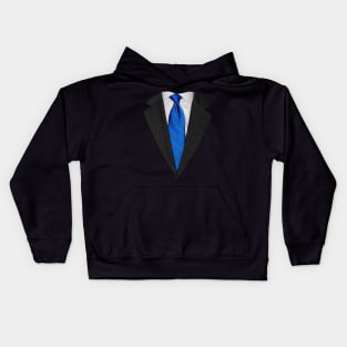 Blue Suit Up! Realistic Suit and Tie Casual Graphic for Zoom Kids Hoodie